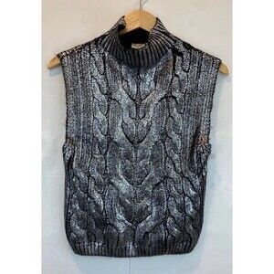 Pilcro Anthropologie Cabled Foil Muscle Tank Sweater Size Small Turtleneck